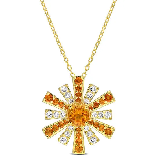 Necklaces Original AMOUR 2 CT TGW Madeira Citrine and White Topaz Starburst Pendant with Chain In Yellow Plated Sterling Silver JMS always Necklaces Original AMOUR 2 CT TGW Madeira Citrine and White Topaz Starburst Pendant with Chain In Yellow Plated Sterling Silver JMS always