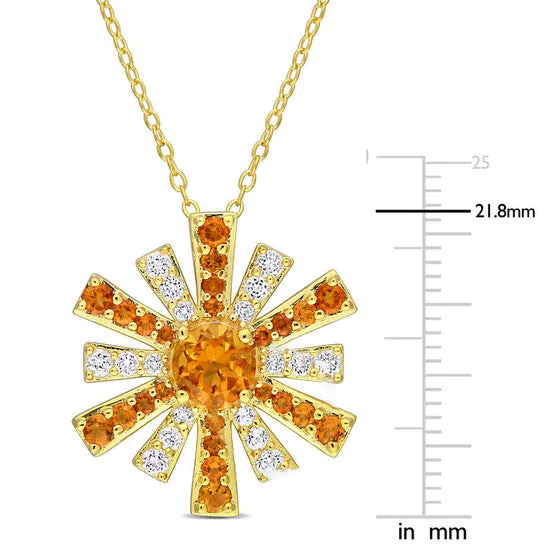 Necklaces Original AMOUR 2 CT TGW Madeira Citrine and White Topaz Starburst Pendant with Chain In Yellow Plated Sterling Silver JMS always Necklaces Original AMOUR 2 CT TGW Madeira Citrine and White Topaz Starburst Pendant with Chain In Yellow Plated Sterling Silver JMS always