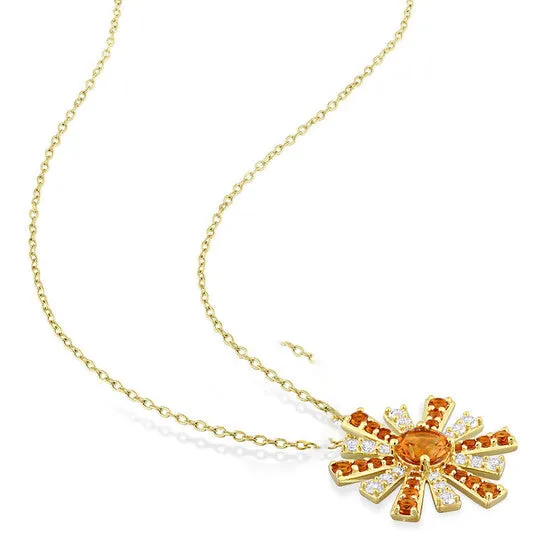 Necklaces Original AMOUR 2 CT TGW Madeira Citrine and White Topaz Starburst Pendant with Chain In Yellow Plated Sterling Silver JMS always Necklaces Original AMOUR 2 CT TGW Madeira Citrine and White Topaz Starburst Pendant with Chain In Yellow Plated Sterling Silver JMS always