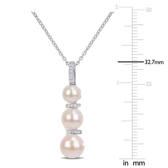 Original AMOUR White Cultured Freshwater Pearl and Diamond Drop Pendant with Chain In Sterling Silver JMS always Necklaces Original AMOUR White Cultured Freshwater Pearl and Diamond Drop Pendant with Chain In Sterling Silver JMS always Necklaces