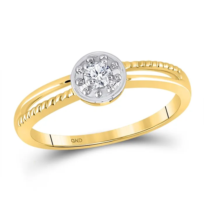 Rings gndatlanta 10k Yellow Gold Round Diamond Solitaire Promise Ring 120 Cttw