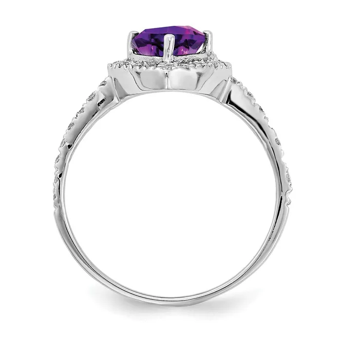 Rings Goldiacom 14k White Gold 6mm Heart Amethyst A Real Diamond ring