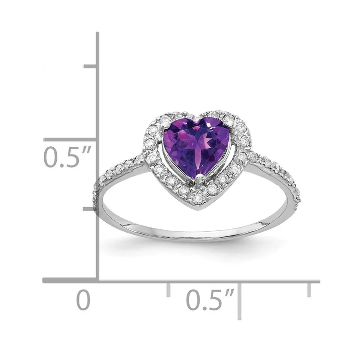 Rings Goldiacom 14k White Gold 6mm Heart Amethyst A Real Diamond ring