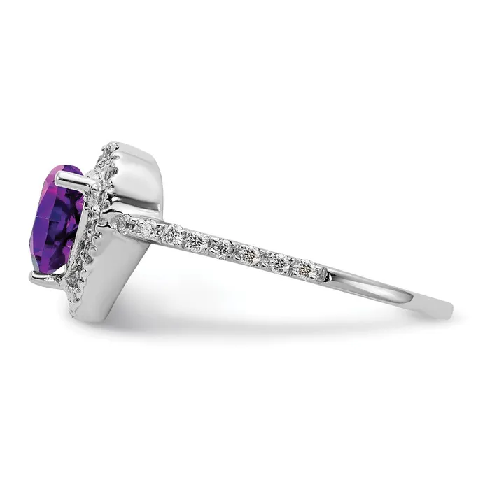 Rings Goldiacom 14k White Gold 6mm Heart Amethyst A Real Diamond ring