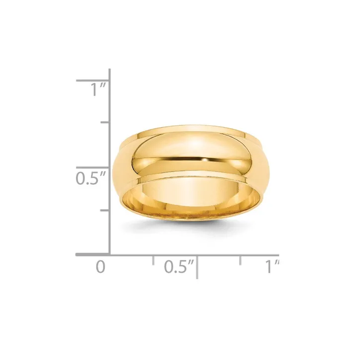 Rings Solid 14K Yellow Gold 8mm Half Round with Edge MensWomens Wedding Band Ring Size 8 Goldia Rings Solid 14K Yellow Gold 8mm Half Round with Edge MensWomens Wedding Band Ring Size 8 Goldia