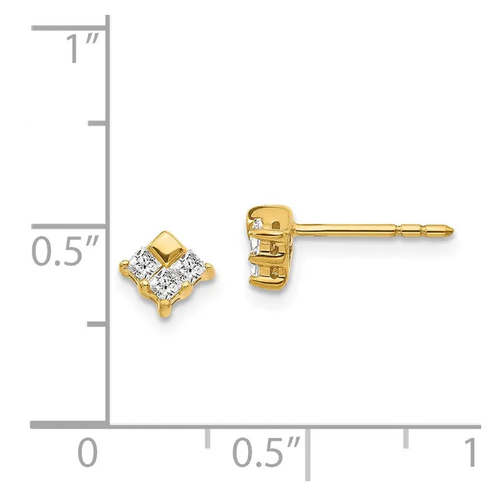 Solid 14k Yellow Gold Simulated CZ Earrings Goldia Earrings