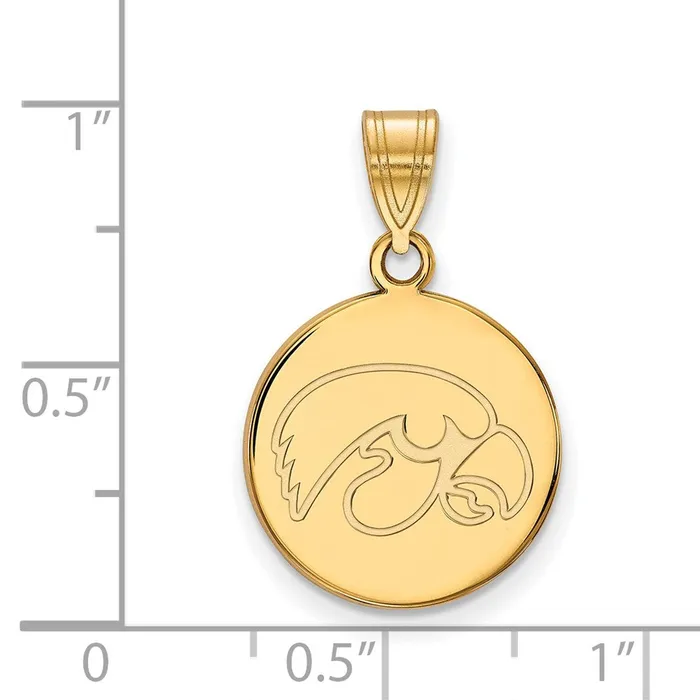 10K Yellow Gold University of Iowa Medium Disc Pendant TreasureFineJewelers Necklaces