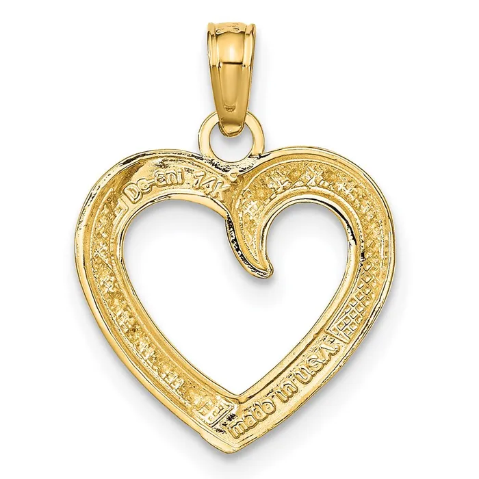 14K and White Rhodium Polished and Textured Heart Pendant TreasureFineJewelers Necklaces