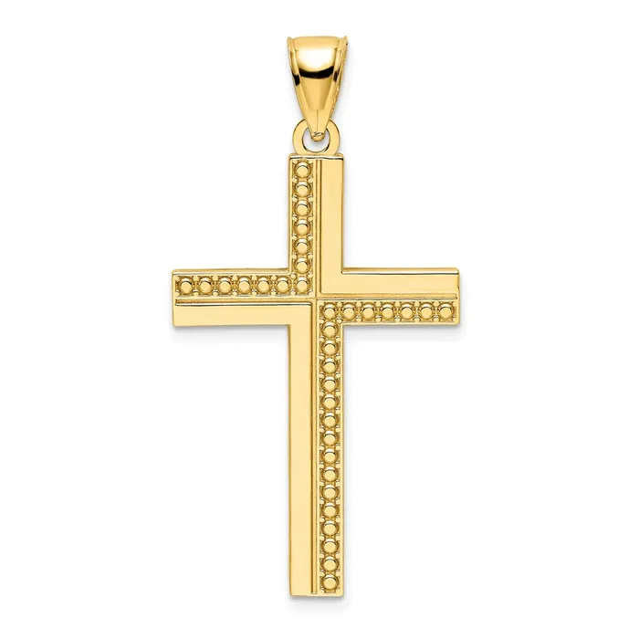 14K Polished Beaded Cross Pendant TreasureFineJewelers Necklaces