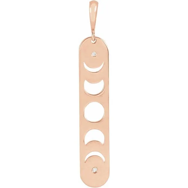14K Rose Gold 0075 CTW Natural Diamond Moon Phase Bar Pendant TreasureFineJewelers Necklaces 14K Rose Gold 0075 CTW Natural Diamond Moon Phase Bar Pendant TreasureFineJewelers Necklaces