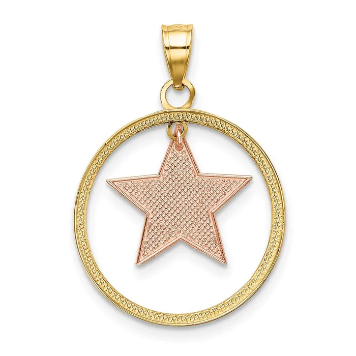 14k Twotone wWhite Rhodium Star in Frame Moveable Charm TreasureFineJewelers Rings