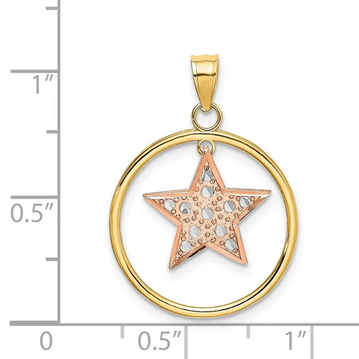 14k Twotone wWhite Rhodium Star in Frame Moveable Charm TreasureFineJewelers Rings