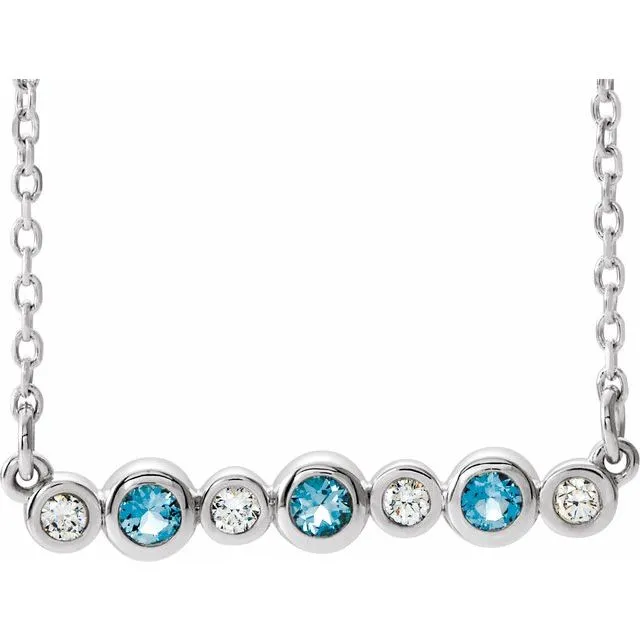 14K White Aquamarine 08 CTW Diamond BezelSet Bar 1618 Necklace TreasureFineJewelers Necklaces 14K White Aquamarine 08 CTW Diamond BezelSet Bar 1618 Necklace TreasureFineJewelers Necklaces