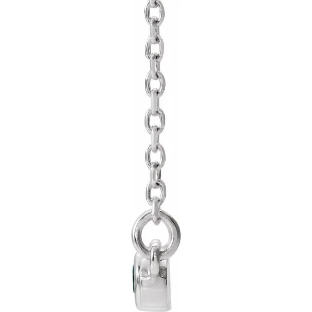 14K White Aquamarine 08 CTW Diamond BezelSet Bar 1618 Necklace TreasureFineJewelers Necklaces