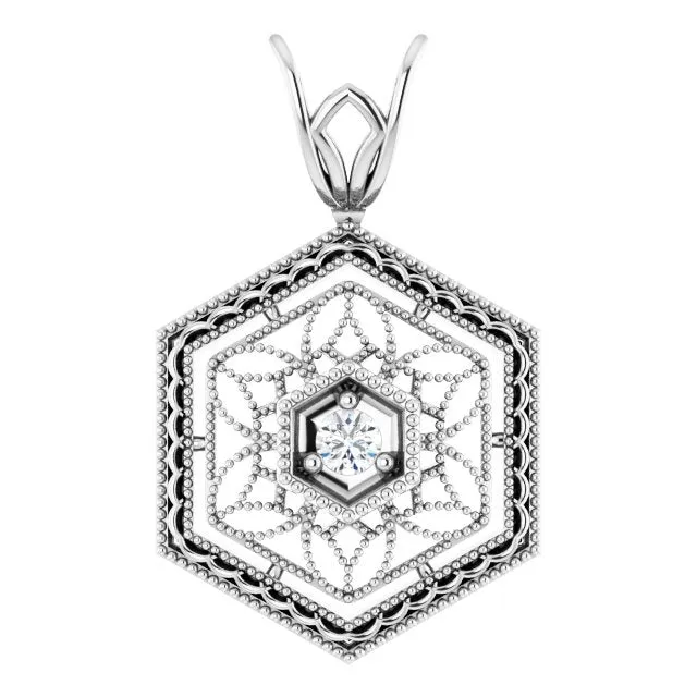 14K White Gold 03 CT Natural Diamond Filigree Pendant TreasureFineJewelers Necklaces 14K White Gold 03 CT Natural Diamond Filigree Pendant TreasureFineJewelers Necklaces