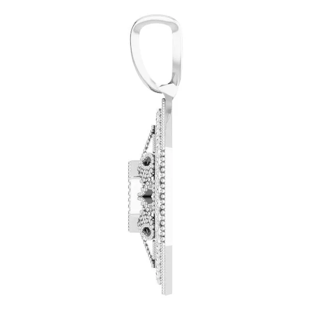 14K White Gold 03 CT Natural Diamond Filigree Pendant TreasureFineJewelers Necklaces