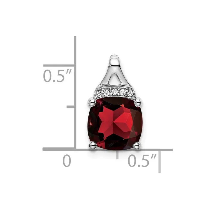 14k White Gold Cushion Garnet and Diamond Pendant TreasureFineJewelers Necklaces