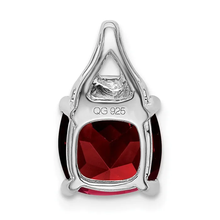14k White Gold Cushion Garnet and Diamond Pendant TreasureFineJewelers Necklaces