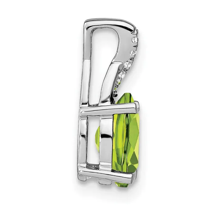14k White Gold Oval Peridot and Diamond Pendant TreasureFineJewelers Necklaces
