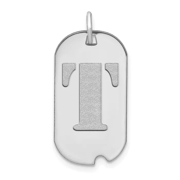 14k White Gold Polished Letter T Initial Dog Tag Pendant TreasureFineJewelers Necklaces
