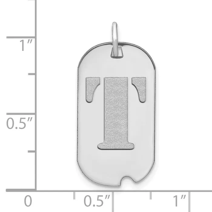 14k White Gold Polished Letter T Initial Dog Tag Pendant TreasureFineJewelers Necklaces