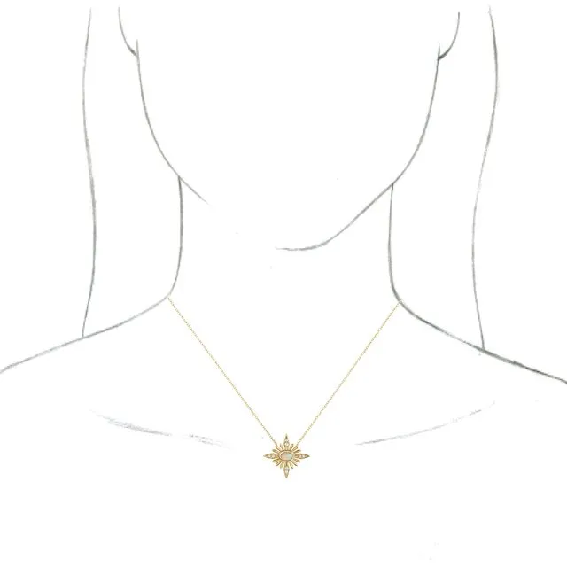 14K Yellow Gold Natural White Gold Ethiopian Opal 08 CTW Natural Diamond Celestial 1618 Necklace TreasureFineJewelers Necklaces