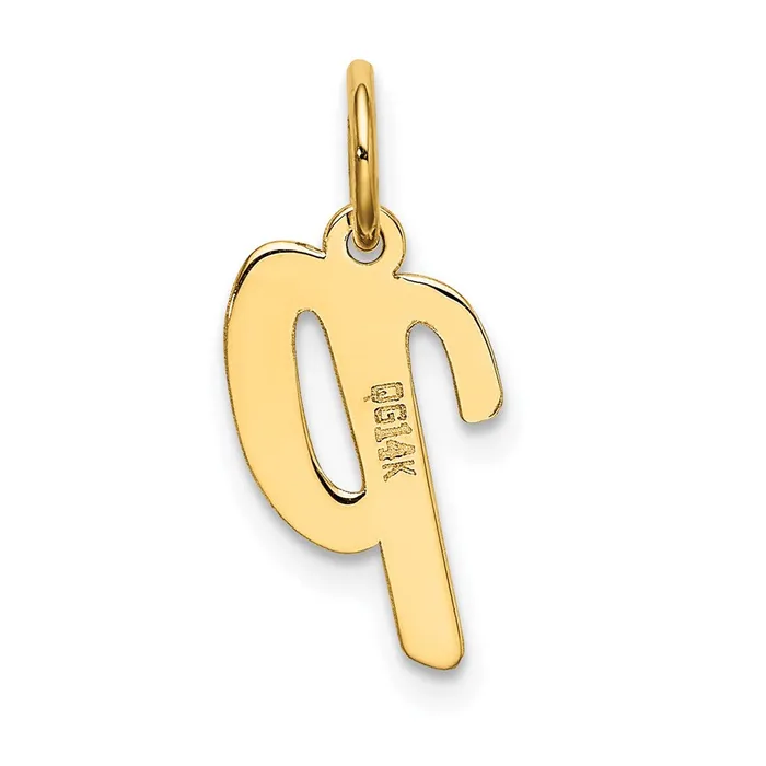 Charm Necklaces TreasureFineJewelers 10k Yellow Gold Small Script Initial P Charm