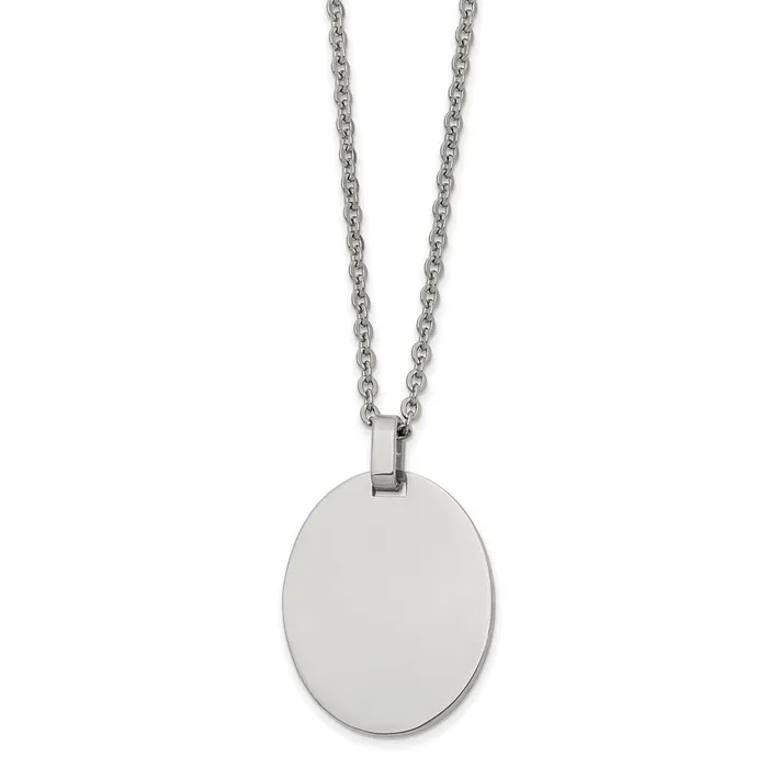 Chisel Stainless Steel Polished Oval Pendant on a 22 inch Cable Chain Necklace TreasureFineJewelers Necklaces Chisel Stainless Steel Polished Oval Pendant on a 22 inch Cable Chain Necklace TreasureFineJewelers Necklaces