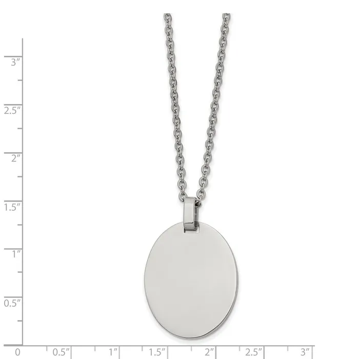 Chisel Stainless Steel Polished Oval Pendant on a 22 inch Cable Chain Necklace TreasureFineJewelers Necklaces