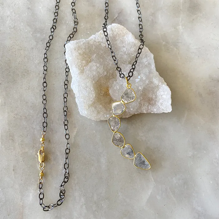 Diamond Slice Crescent Moon Necklace Robindira Unsworth Necklaces