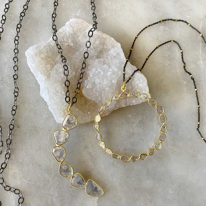 Diamond Slice Crescent Moon Necklace Robindira Unsworth Necklaces