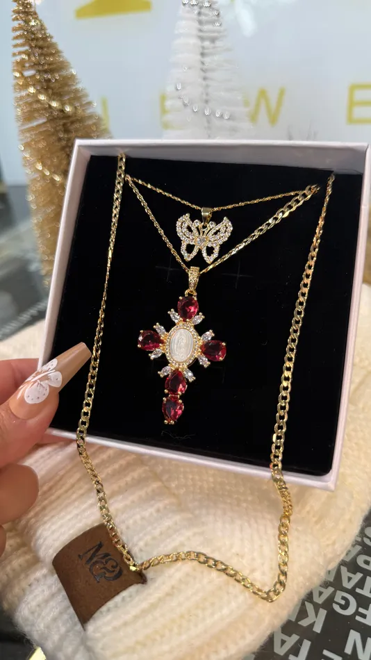 MP Jewelry Necklaces Crimson Butterfly Cross Necklace Set