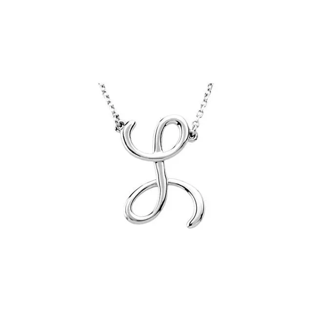 Necklaces 14K White Gold Script Initial L 16 Necklace TreasureFineJewelers Necklaces 14K White Gold Script Initial L 16 Necklace TreasureFineJewelers