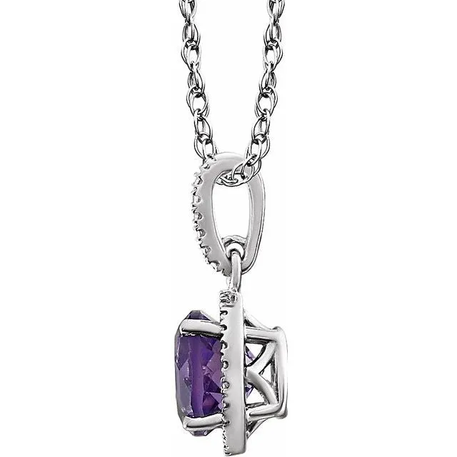 Necklaces Sterling Silver Amethyst 01 CTW Diamond 18 Necklace TreasureFineJewelers