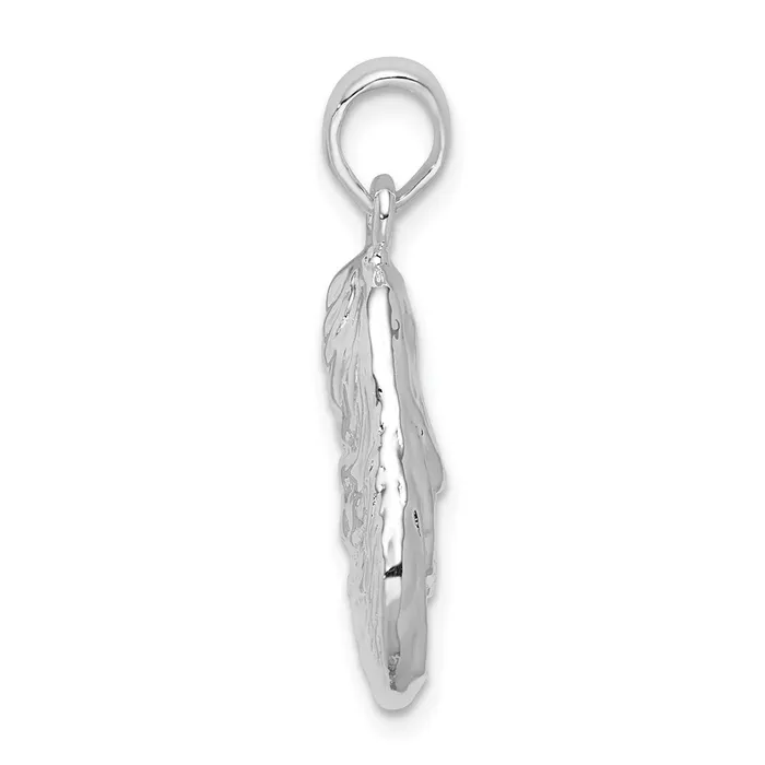 Necklaces Sterling Silver PolishedTextured 3D Oyster Shell Pendant TreasureFineJewelers
