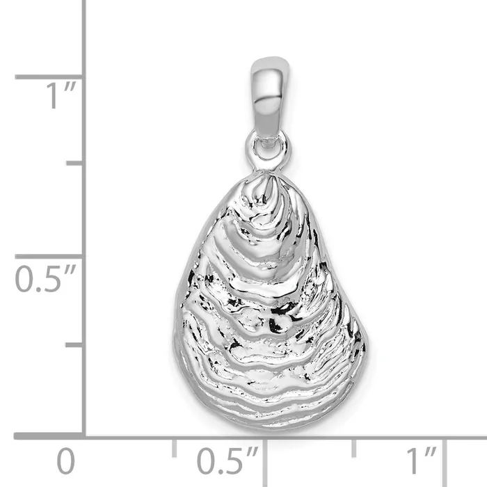 Necklaces Sterling Silver PolishedTextured 3D Oyster Shell Pendant TreasureFineJewelers