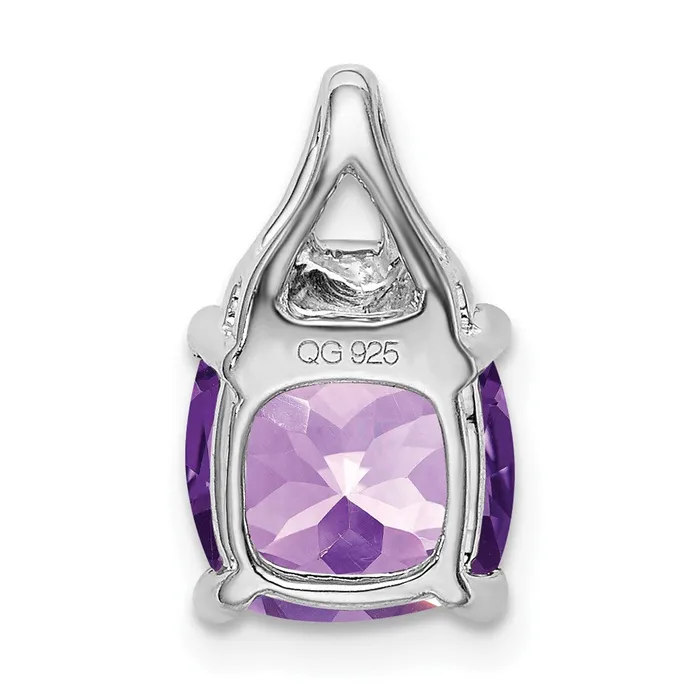 Necklaces TreasureFineJewelers 14k White Gold Cushion Amethyst and Diamond Pendant