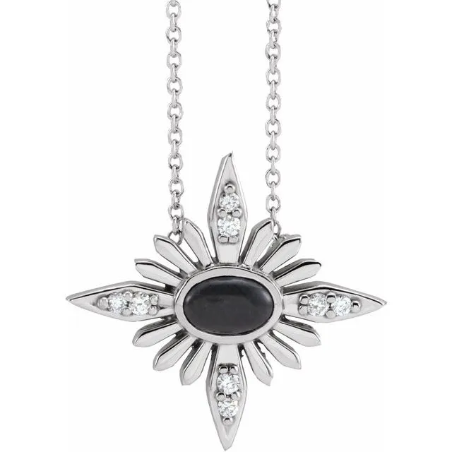 Necklaces TreasureFineJewelers 14K White Gold Natural Black Onyx 08 CTW Natural Diamond Celestial 1618 Necklace Necklaces TreasureFineJewelers 14K White Gold Natural Black Onyx 08 CTW Natural Diamond Celestial 1618 Necklace