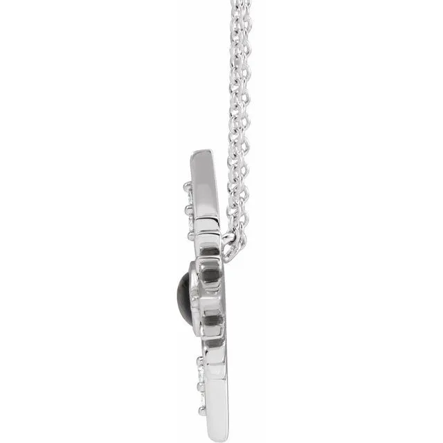 Necklaces TreasureFineJewelers 14K White Gold Natural Black Onyx 08 CTW Natural Diamond Celestial 1618 Necklace