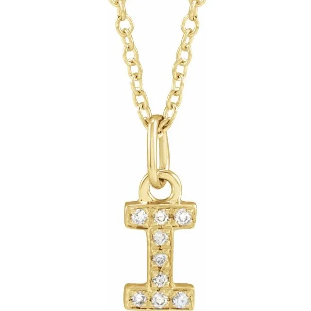 Necklaces TreasureFineJewelers 14K Yellow Gold 03 CTW Natural Diamond Petite Initial I 1618 Necklace Necklaces TreasureFineJewelers 14K Yellow Gold 03 CTW Natural Diamond Petite Initial I 1618 Necklace