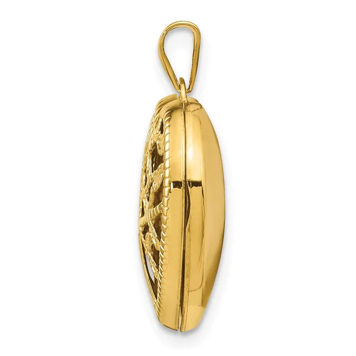 Necklaces TreasureFineJewelers 14k Yellow Gold 18mm Tree Heart Locket