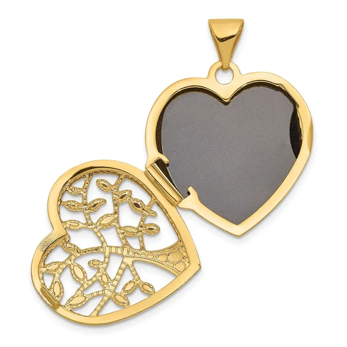 Necklaces TreasureFineJewelers 14k Yellow Gold 18mm Tree Heart Locket