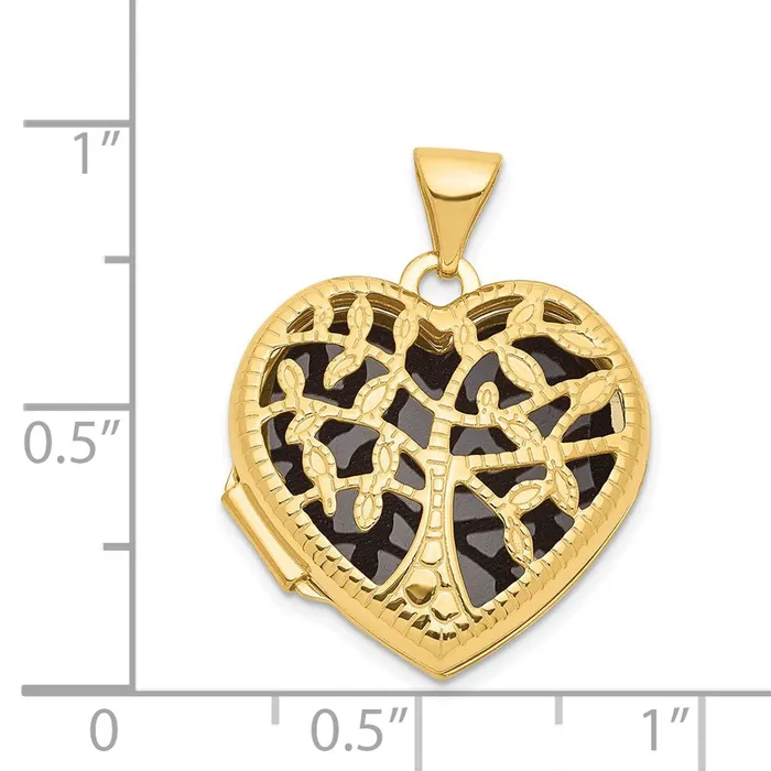 Necklaces TreasureFineJewelers 14k Yellow Gold 18mm Tree Heart Locket