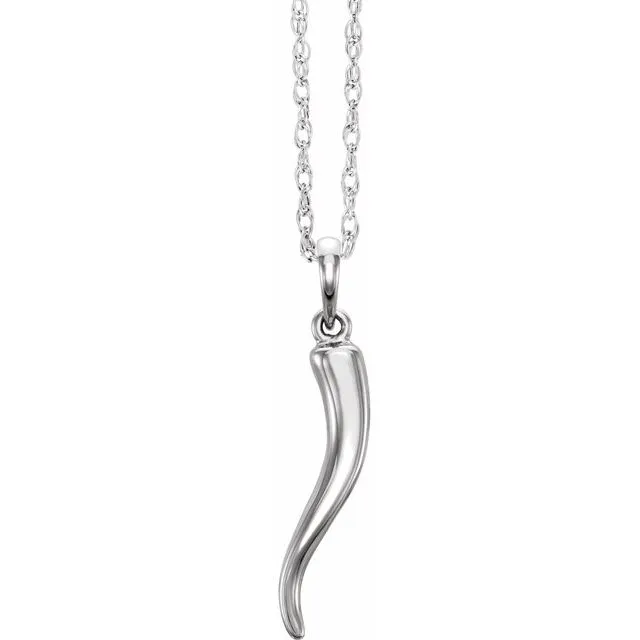 Necklaces TreasureFineJewelers Sterling Silver 2575 x 53 mm Italian Horn 1618 Necklace Necklaces TreasureFineJewelers Sterling Silver 2575 x 53 mm Italian Horn 1618 Necklace