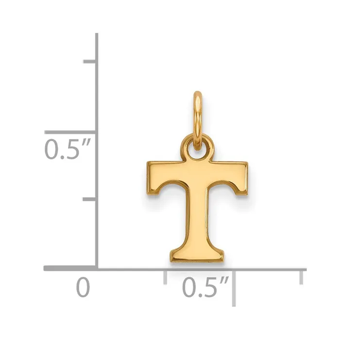 Necklaces TreasureFineJewelers Sterling Silver Goldplated University of Tennessee Letter T Extra Small Pendant