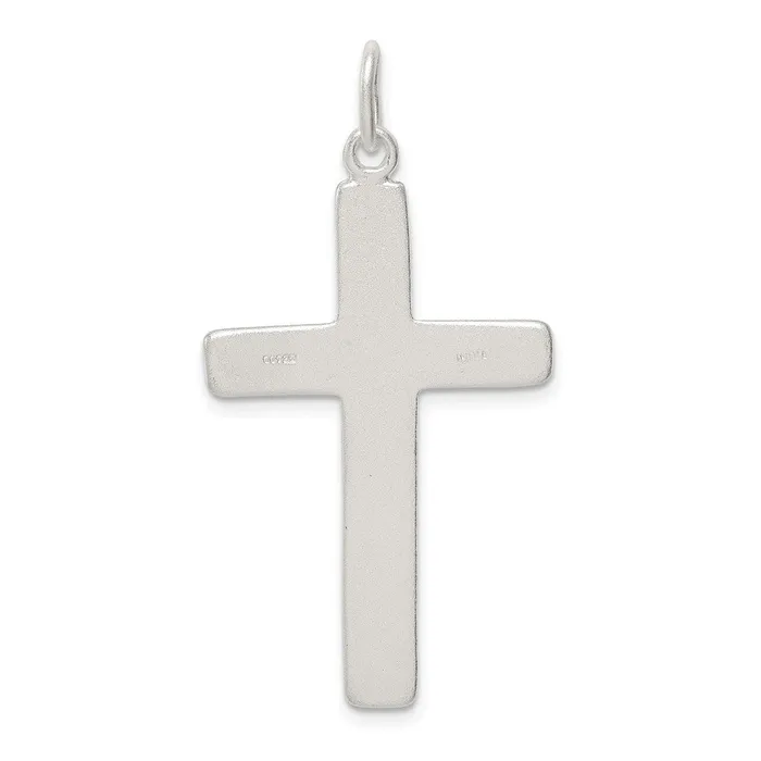 Necklaces TreasureFineJewelers Sterling Silver Satin INRI Crucifix Pendant