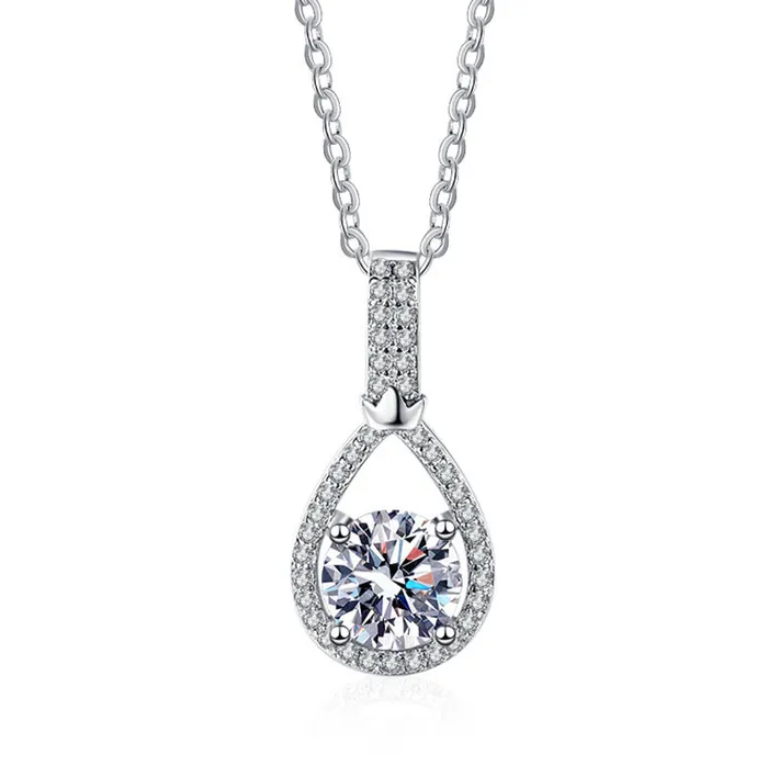 Necklaces Water Drop Heart Moissanite Necklace Pendant Trendolla Jewelry