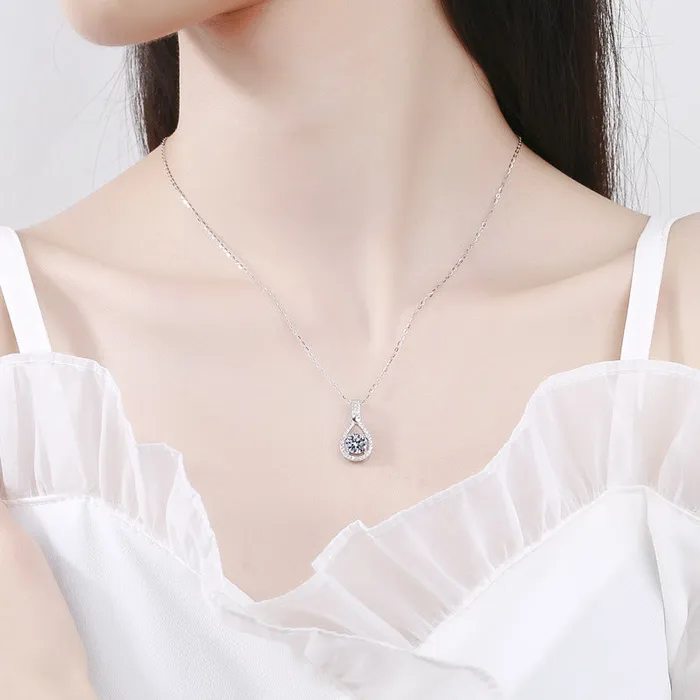 Necklaces Water Drop Heart Moissanite Necklace Pendant Trendolla Jewelry