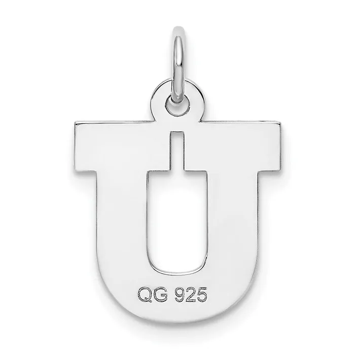 Rings TreasureFineJewelers Sterling Silver Rhodiumplated Block Letter U Initial Charm