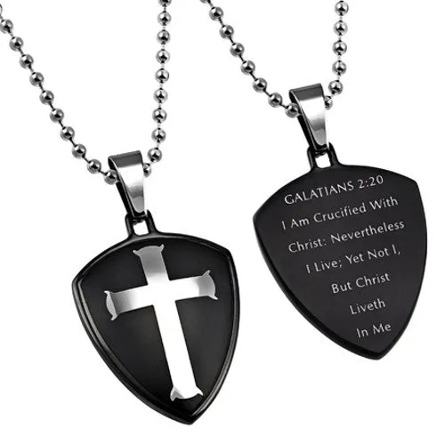 Shield of Faith Galatians 220 Necklace CRUCIFIED WITH CHRIST Bible Verse Steel Bead North Arrow Shop Necklaces Shield of Faith Galatians 220 Necklace CRUCIFIED WITH CHRIST Bible Verse Steel Bead North Arrow Shop Necklaces